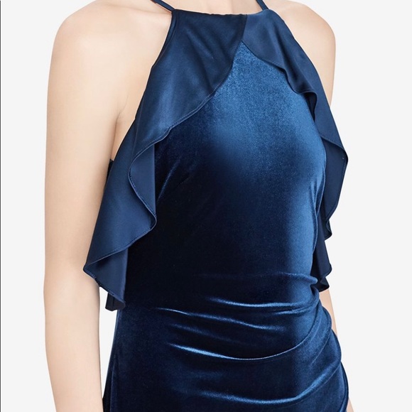 RALPH LAUREN Womens Navy Spaghetti Strap Halter Sheath Dress - Picture 3 of 6